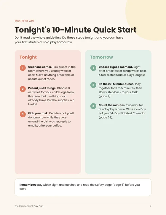 Tonight's 10-Minute Quick Start page